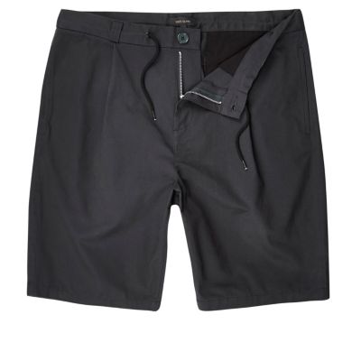 Navy drawstring oversized bermuda shorts
